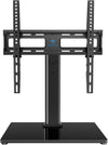 PERLESMITH Swivel Universal TV Stand/Base - Table Top TV Stand for 24-60 inch LCD LED TVs - Height Adjustable TV Mount Stand with Tempered Glass Base, VESA 400x400mm, Holds up to 88lbs PSTVS09