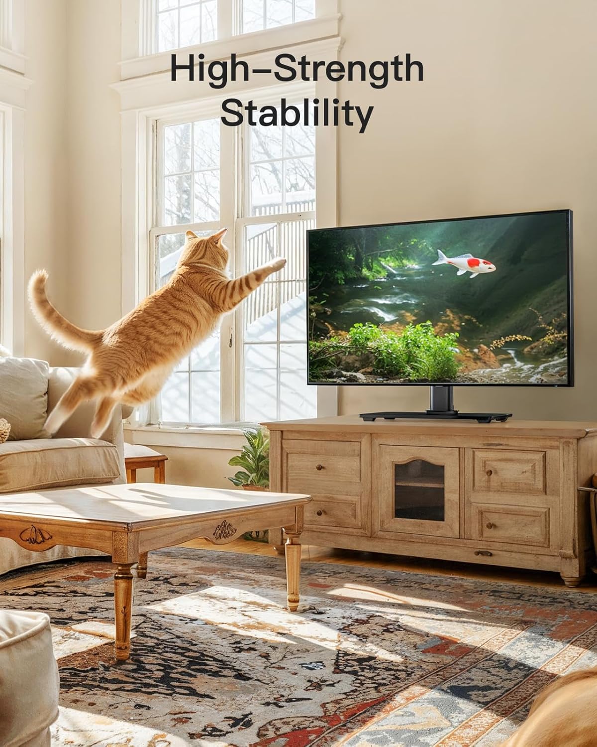 PERLESMITH Universal TV Stand Legs for 32-70 inch TVs, Table Top TV Stand up to 99 lbs, Height Adjustable Television TV Mount, Universal TV Base for Livingroom & Bedroom, VESA 400x400mm PSTVS04