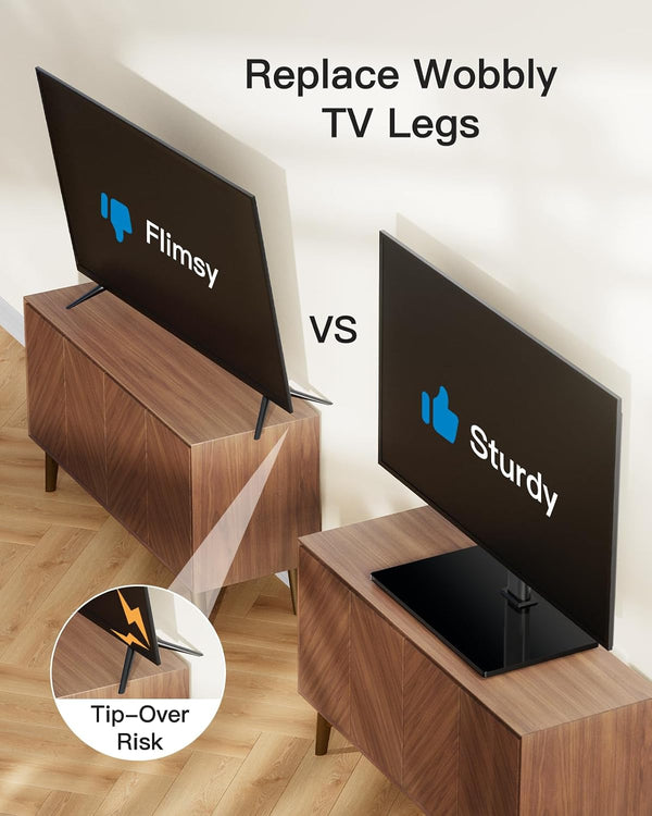 PERLESMITH Universal TV Stand Legs for 32-70 inch TVs, Table Top TV Stand up to 99 lbs, Height Adjustable Television TV Mount, Universal TV Base for Livingroom & Bedroom, VESA 400x400mm PSTVS04