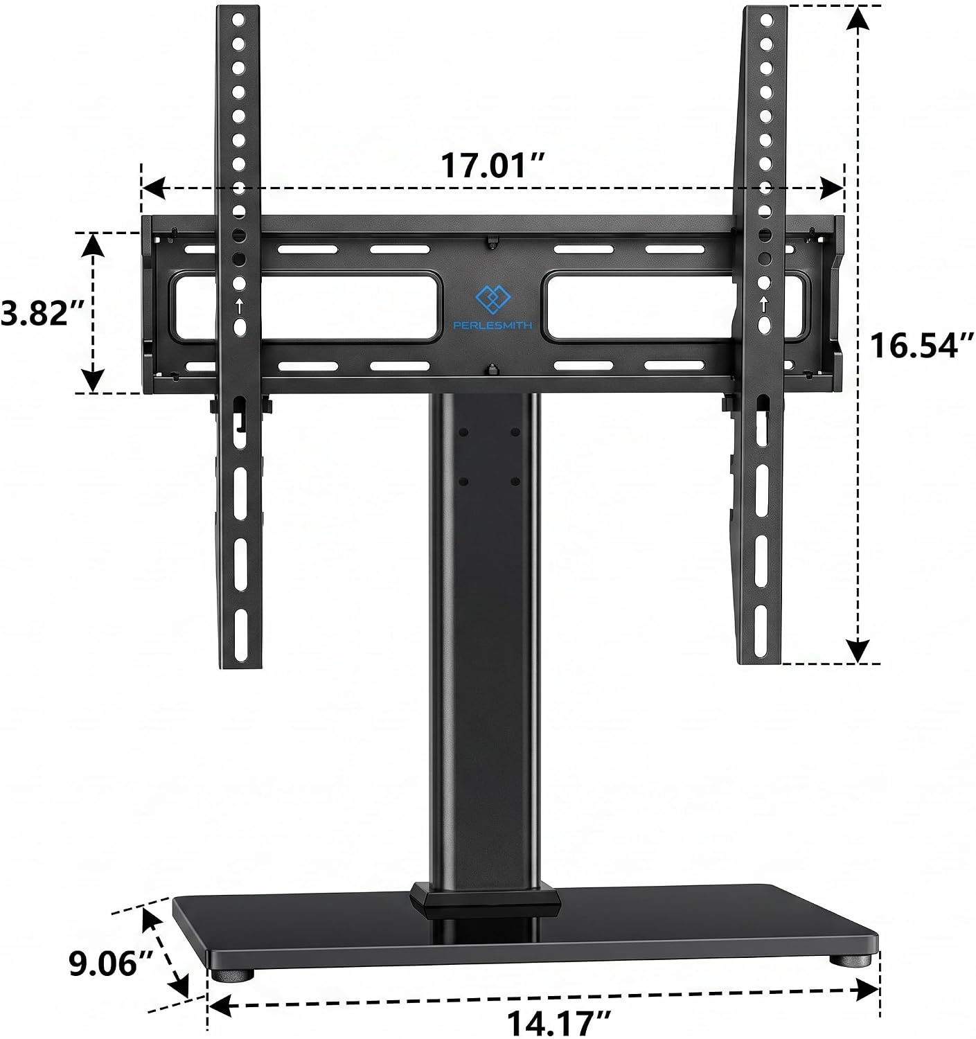 PERLESMITH Swivel Universal TV Stand/Base - Table Top TV Stand for 24-60 inch LCD LED TVs - Height Adjustable TV Mount Stand with Tempered Glass Base, VESA 400x400mm, Holds up to 88lbs PSTVS09