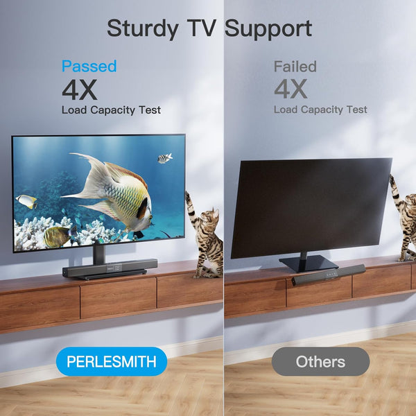 PERLESMITH Swivel Universal TV Stand/Base - Table Top TV Stand for 24-60 inch LCD LED TVs - Height Adjustable TV Mount Stand with Tempered Glass Base, VESA 400x400mm, Holds up to 88lbs PSTVS09