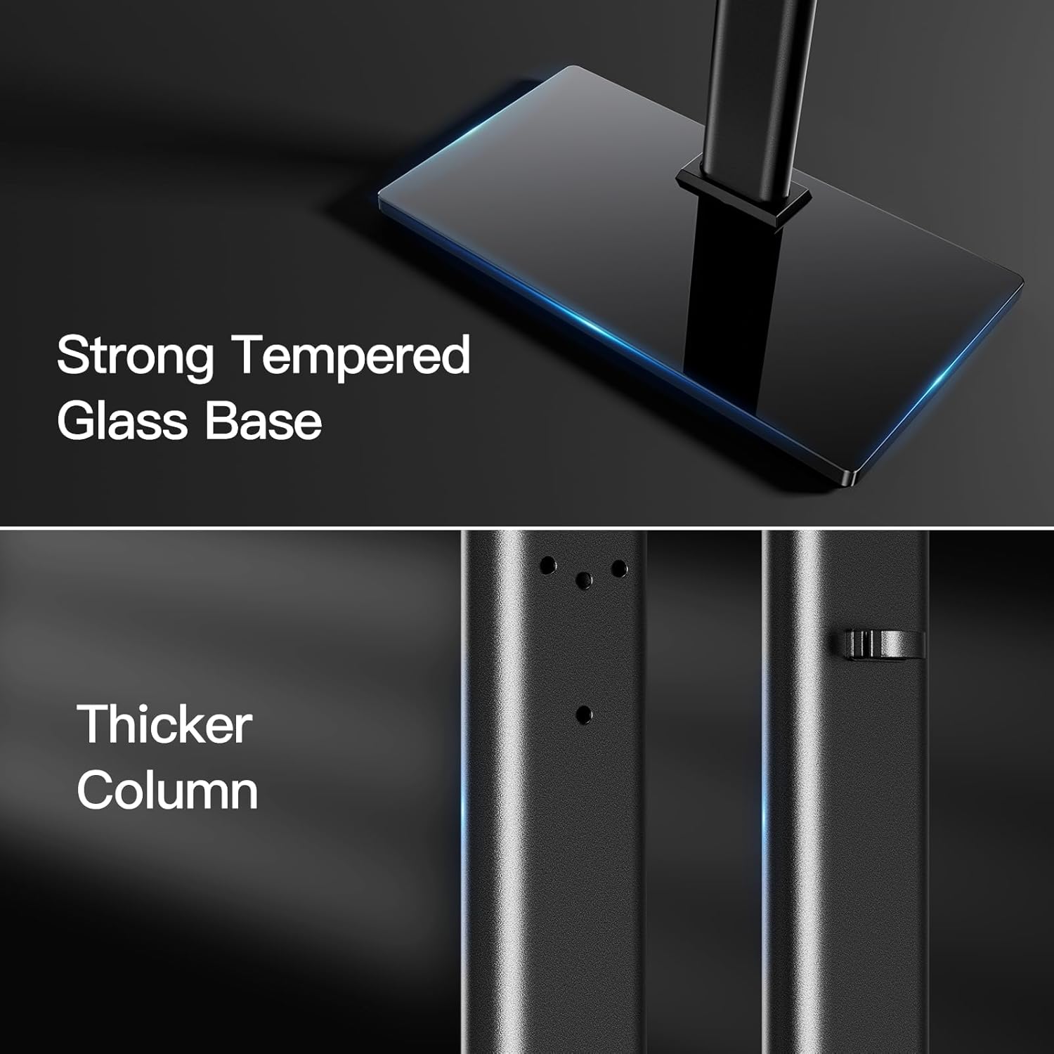 PERLESMITH Swivel Universal TV Stand/Base - Table Top TV Stand for 24-60 inch LCD LED TVs - Height Adjustable TV Mount Stand with Tempered Glass Base, VESA 400x400mm, Holds up to 88lbs PSTVS09