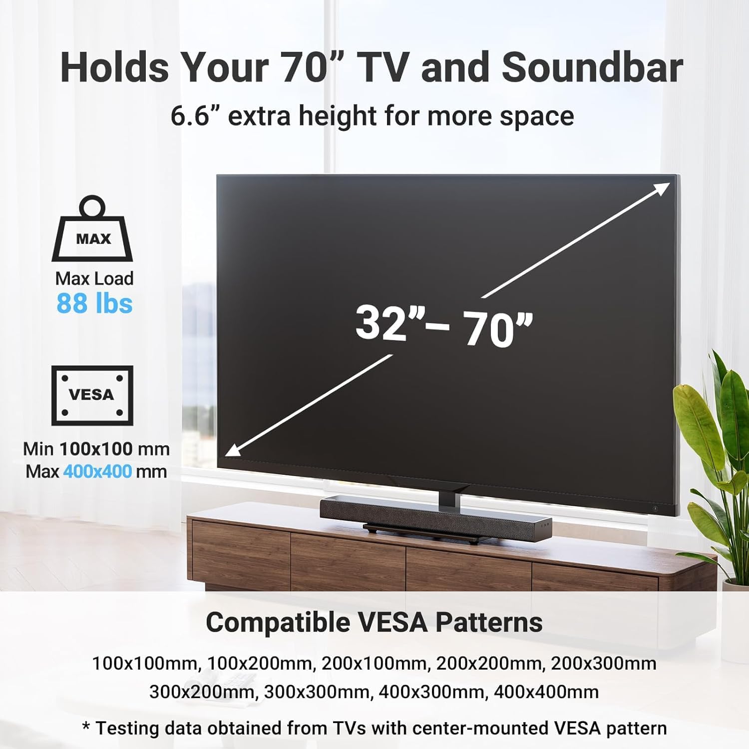 PERLESMITH Universal Swivel TV Stand for 32–70 inch TVs, Height Adjustable Table Top TV Stand Mount with Tilt, Tempered Glass Base, Holds up to 88 lbs, Max VESA 400x400mm, PSTVS26