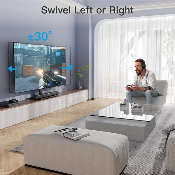 PERLESMITH Swivel Universal TV Stand/Base - Table Top TV Stand for 24-60 inch LCD LED TVs - Height Adjustable TV Mount Stand with Tempered Glass Base, VESA 400x400mm, Holds up to 88lbs PSTVS09