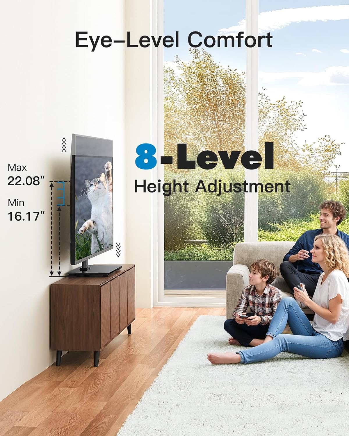 PERLESMITH Universal TV Stand Legs for 32-70 inch TVs, Table Top TV Stand up to 99 lbs, Height Adjustable Television TV Mount, Universal TV Base for Livingroom & Bedroom, VESA 400x400mm PSTVS04