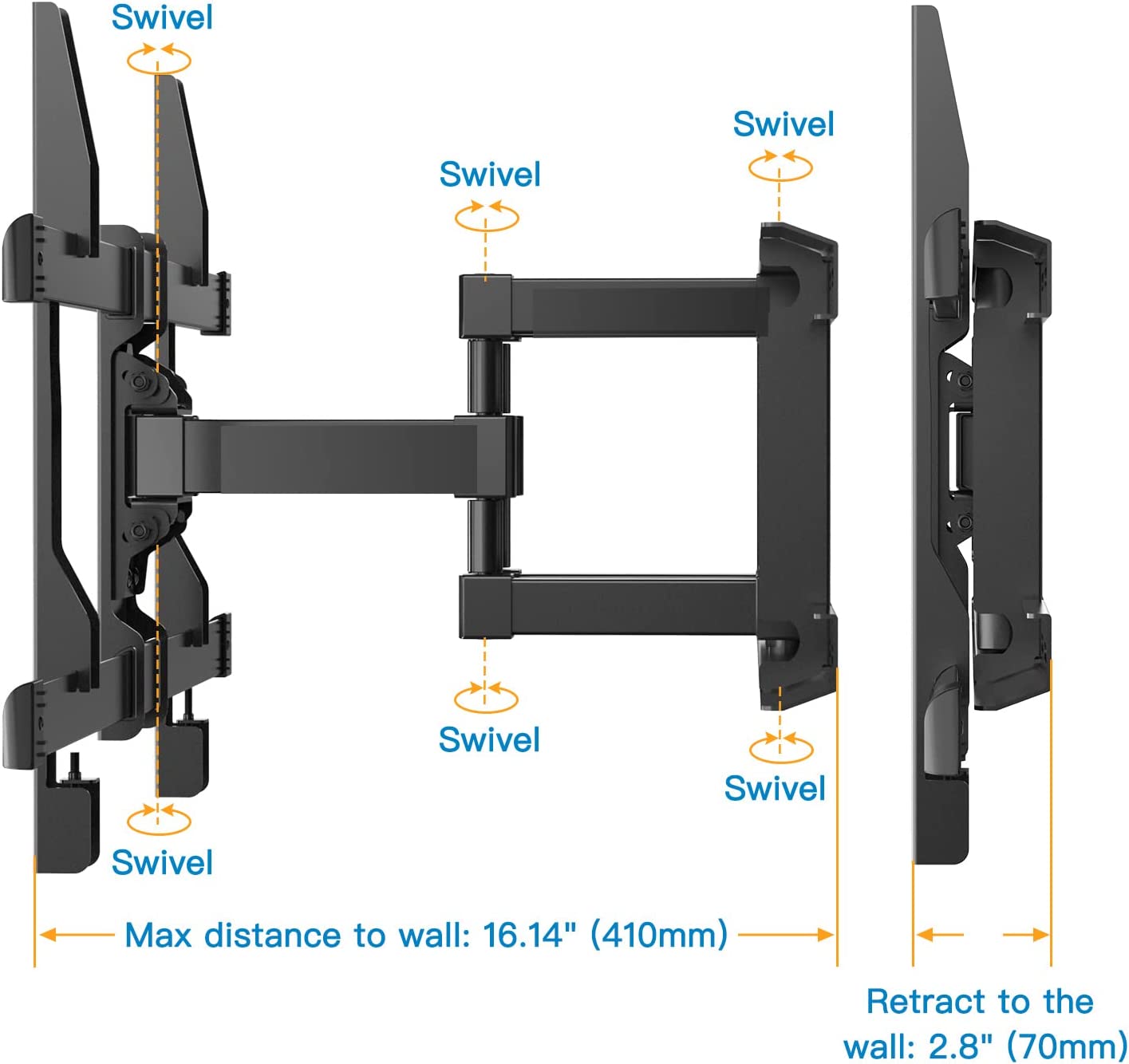 Full-Motion TV Wall Mount For 37