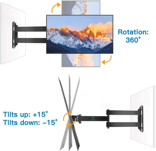 Full-Motion TV Wall Mount For 10" to 40" TVs