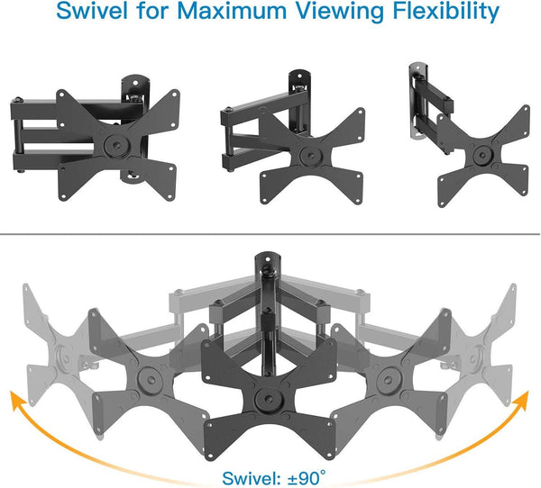 Full-Motion TV Wall Mount For 10" to 40" TVs