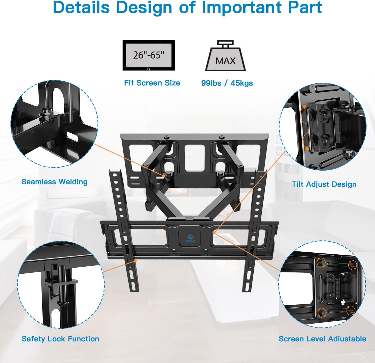 Full-Motion TV Wall Mount For 26