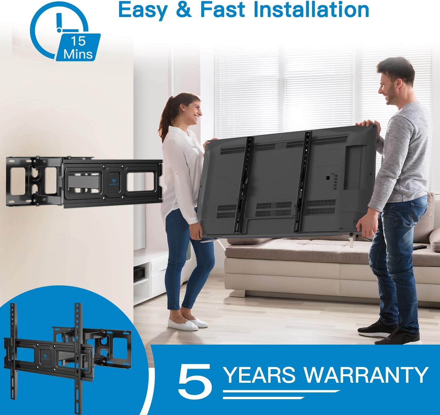 Full-Motion TV Wall Mount For 26