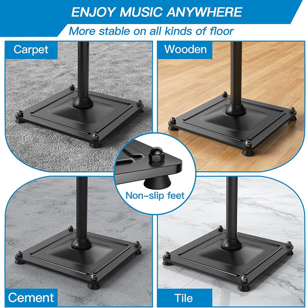 ADJUSTABLE HEIGHT 18.7" TO 43" SPEAKER STANDS FOR SMALL & SATELLITE SPEAKERS