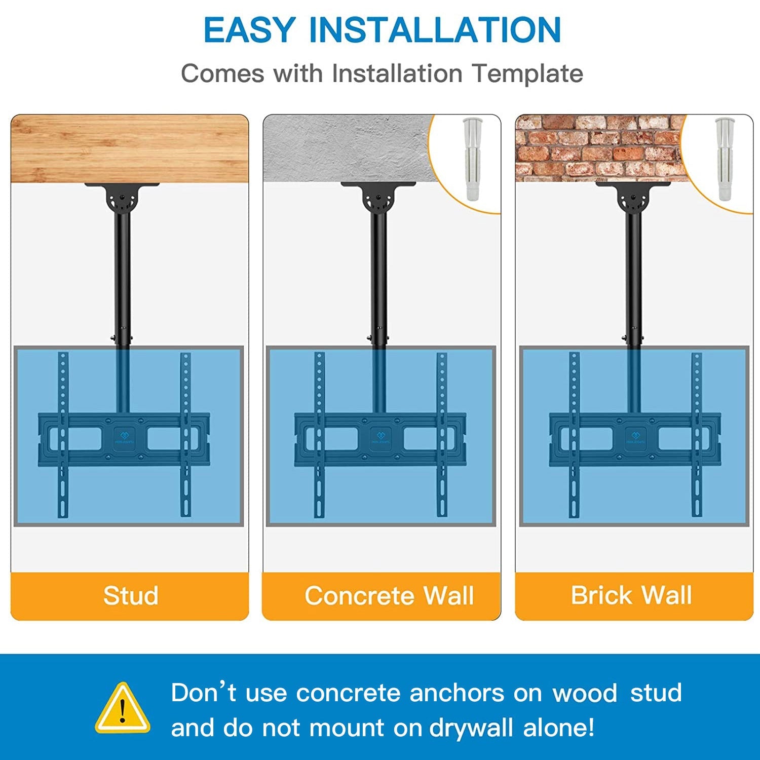 Multi-Adjustable Ceiling TV Mount For 26