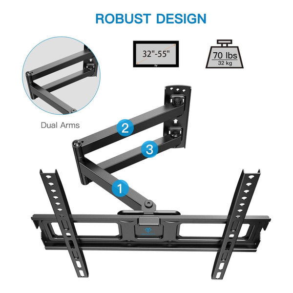 Full Motion TV Wall Mount For 32" To 55" TVs
