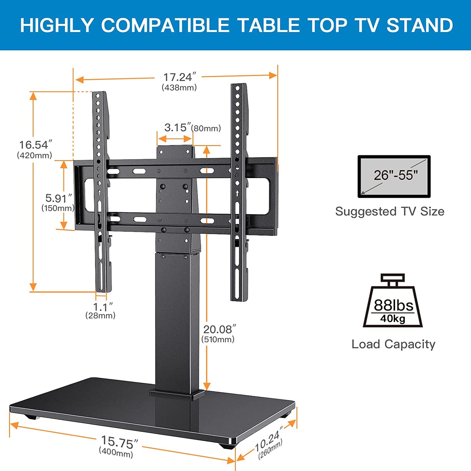 Swivel Tabletop TV Stand for 26